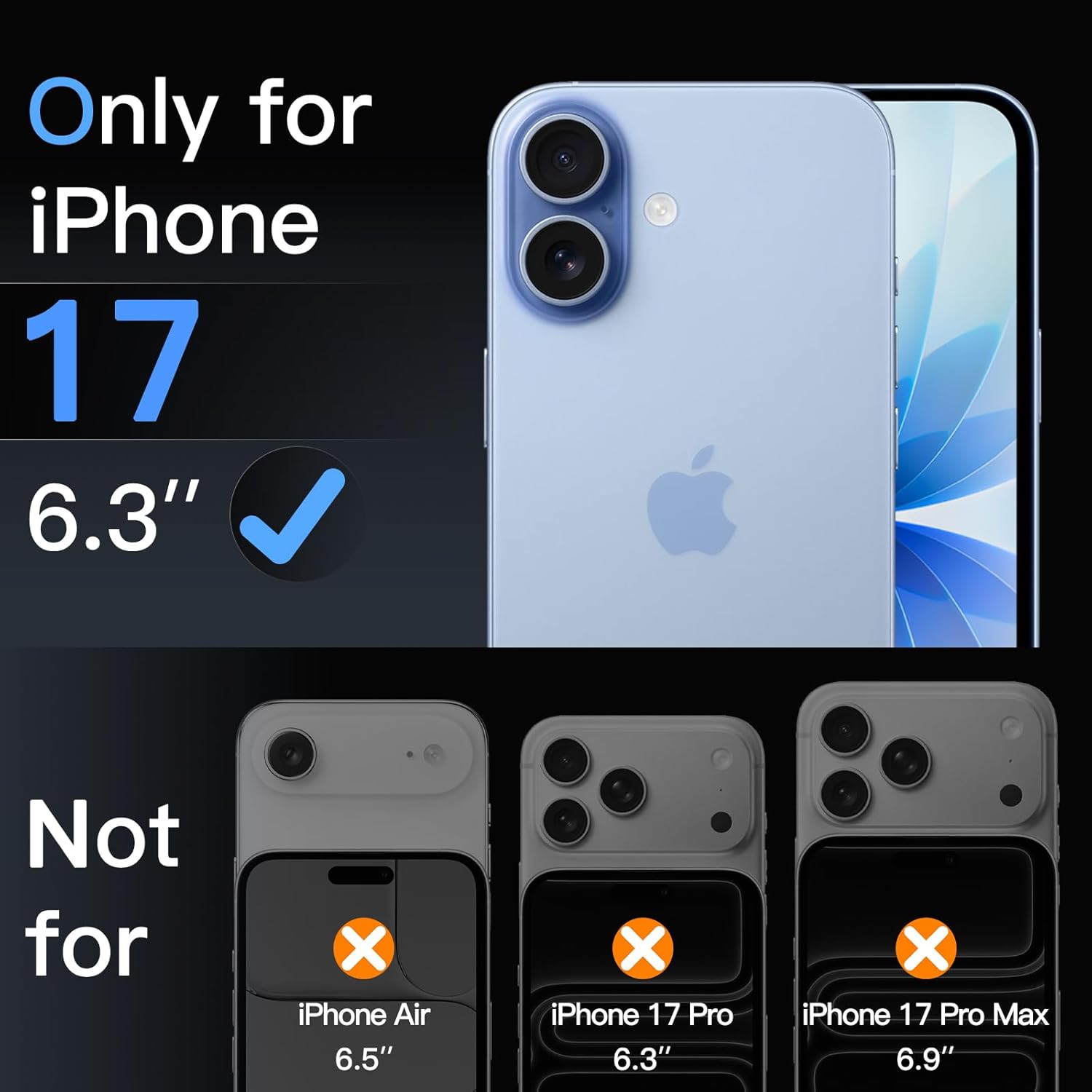 JETech Screen Protector for iPhone 17 6.3-Inch, Tempered Glass Film with Easy Installation Tool, 9H Hardness, Case-Friendly, 3-Pack