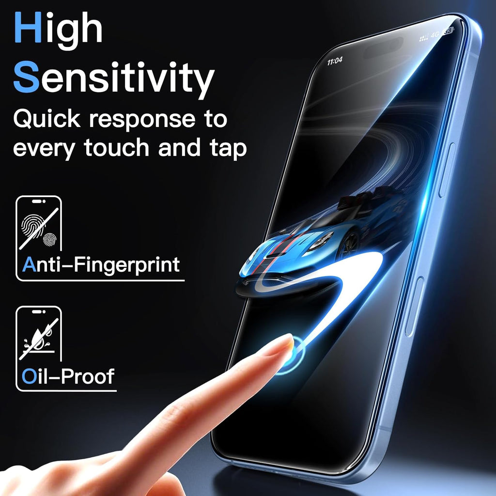 JETech Screen Protector for iPhone 17 6.3-Inch, Tempered Glass Film with Easy Installation Tool, 9H Hardness, Case-Friendly, 3-Pack