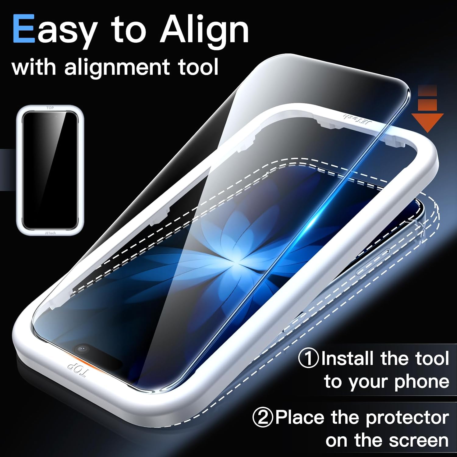 JETech Screen Protector for iPhone 17 6.3-Inch, Tempered Glass Film with Easy Installation Tool, 9H Hardness, Case-Friendly, 3-Pack