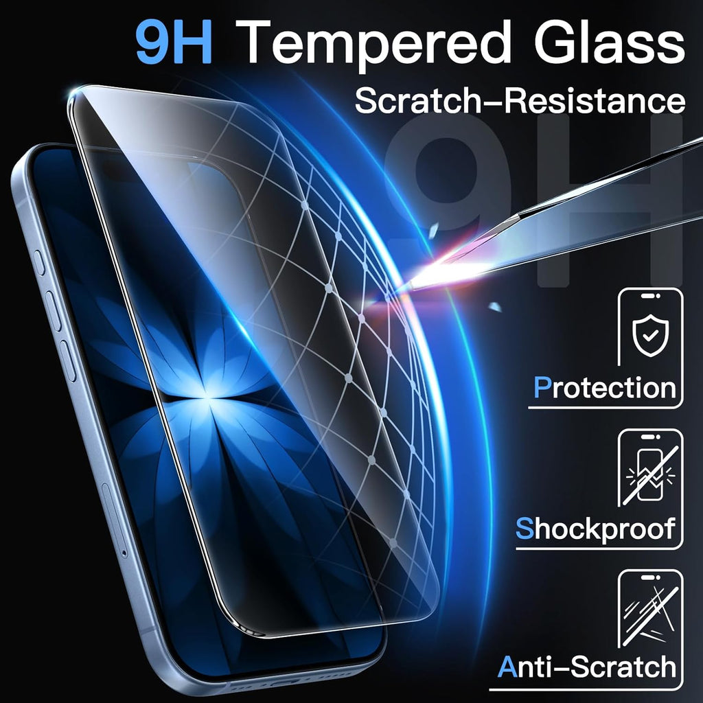 JETech Screen Protector for iPhone 17 6.3-Inch, Tempered Glass Film with Easy Installation Tool, 9H Hardness, Case-Friendly, 3-Pack