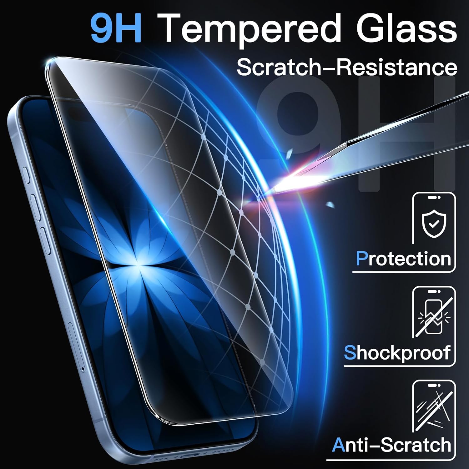 JETech Screen Protector for iPhone 17 6.3-Inch, Tempered Glass Film with Easy Installation Tool, 9H Hardness, Case-Friendly, 3-Pack