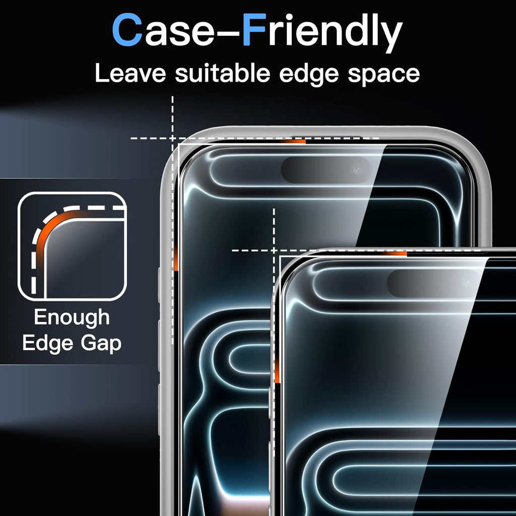 JETech Screen Protector for iPhone 17 6.3-Inch, Tempered Glass Film with Easy Installation Tool, 9H Hardness, Case-Friendly, 3-Pack