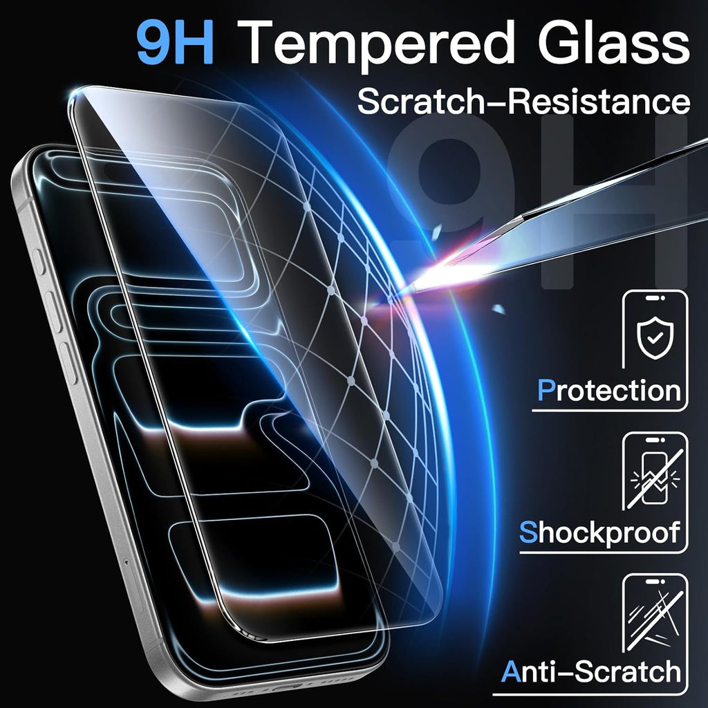 JETech Screen Protector for iPhone 17 6.3-Inch, Tempered Glass Film with Easy Installation Tool, 9H Hardness, Case-Friendly, 3-Pack