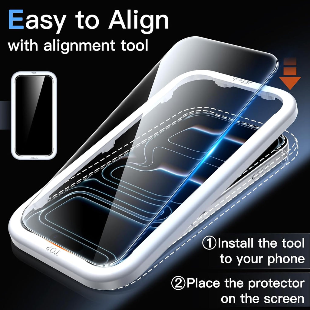 JETech Screen Protector for iPhone 17 6.3-Inch, Tempered Glass Film with Easy Installation Tool, 9H Hardness, Case-Friendly, 3-Pack