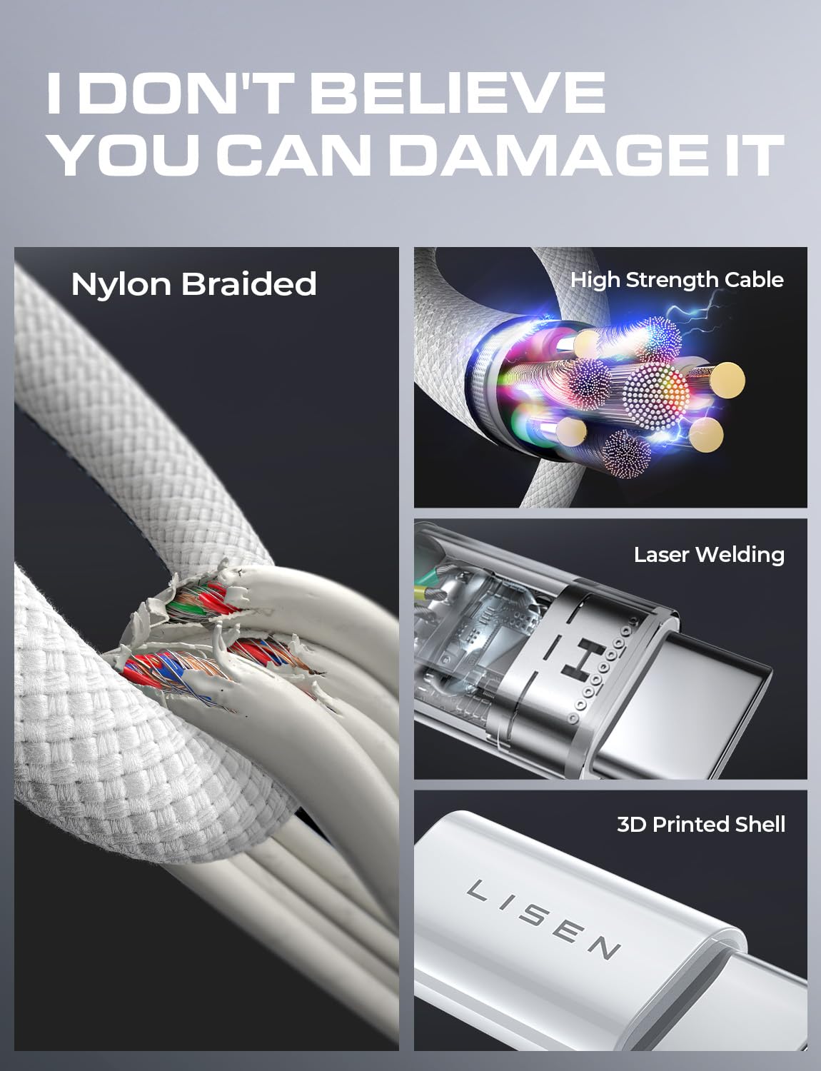 LISEN 2 Pack 240W USB C to USB C Cable 2M USBC to USBC PD Fast Charging Type C Charger Cable for iPhone Accessories 17 16 MacBook Pro iPad Matebook Chromebook Pixel Galaxy S25 Switch Grey-2pack-2M