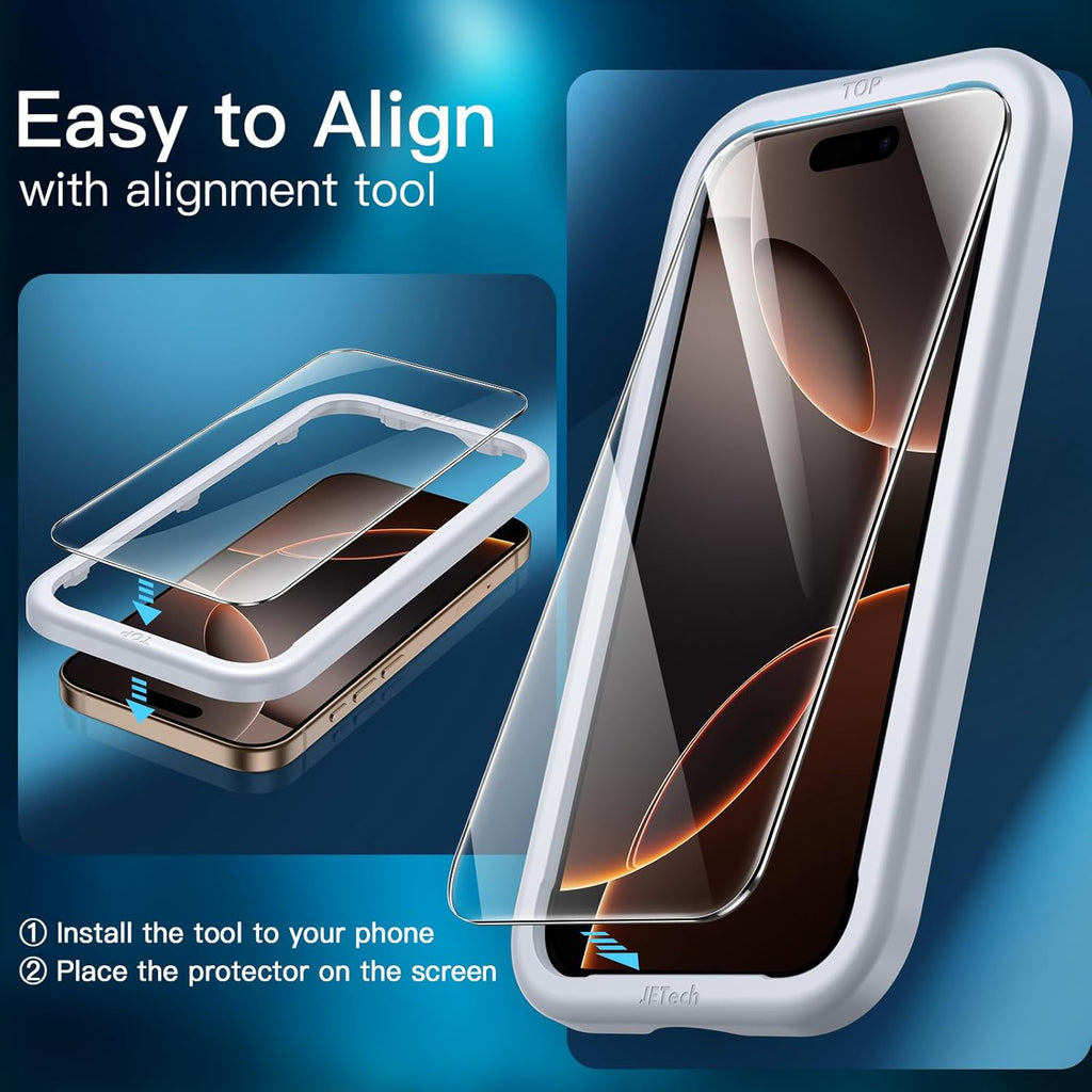 JETech Screen Protector for iPhone 17 6.3-Inch, Tempered Glass Film with Easy Installation Tool, 9H Hardness, Case-Friendly, 3-Pack