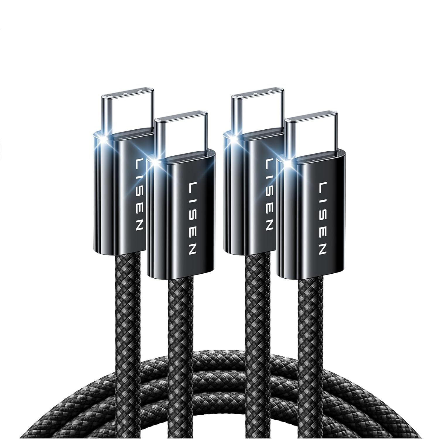 LISEN 2 Pack 240W USB C to USB C Cable 2M USBC to USBC PD Fast Charging Type C Charger Cable for iPhone Accessories 17 16 MacBook Pro iPad Matebook Chromebook Pixel Galaxy S25 Switch Grey-2pack-2M