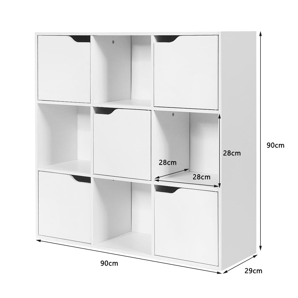 NNECW Cube Shelf with 9 Compartments & 5 Magnetic Doors